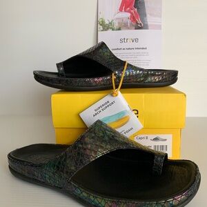 Strive Black Snake Iridescent Slide Sandals Ladies Size 9.5 US; 40 EU